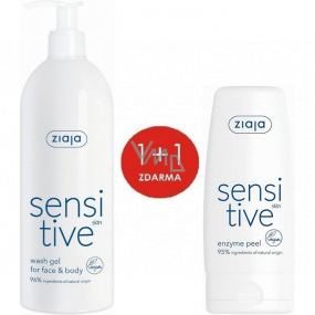 Ziaja Sensitive Skin krémový mycí gel pro citlivou pokožku 400 ml + Sensitive Skin enzymatický peeling pro citlivou pleť 60 ml, duopack