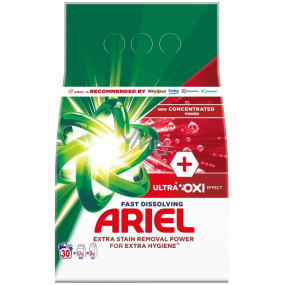 Ariel Ultra Oxi Effect prací prášek pro odstraňování skvrn a pro extra hygienu 30 dávek 1,65 kg