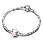 Charm Sterlingové stříbro 925 Růžové Murano sklo, korálek na náramek symbol