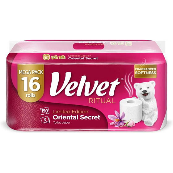 VELVET toaletní papír RITUAL S VŮNÍ 3vr./150 út./18,3 m 16 rolí