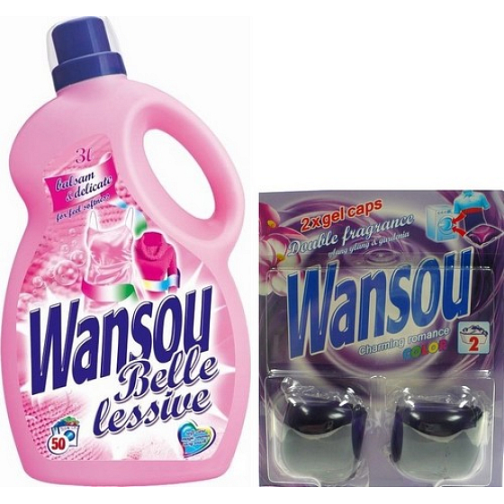 Wansou Belle Lessive Balsam & Delicate tekutý prací prostředek 3 l + gelové kapsle 2 kusy