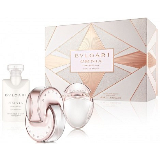 Bvlgari Omnia Crystalline Léau de Parfum parfémovaná voda 60 ml + parfémovaná voda 15 ml + tělové mléko 40 ml, pro ženy dárková sada