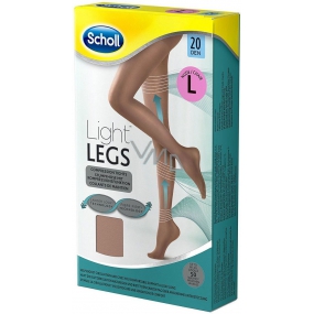 Scholl Light Legs Kompresní punčochové kalhoty L hnědé 20 den pomáhají zabraňovat pocitu únavy nohou a snižují pocit těžkých nohou