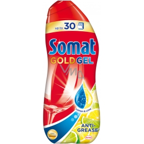 Somat Gold Gel Anti-Grease Lemon & Lime gel s aktivním odmašťovačem na mytí nádobí v myčce 990 ml