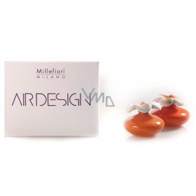 Millefiori Milano Air Design Difuzér květina nádobka pro vzlínání vůně pomocí porézní vrchní části mini oranžová 2 kusy, 80 ml, 7 x 6 cm