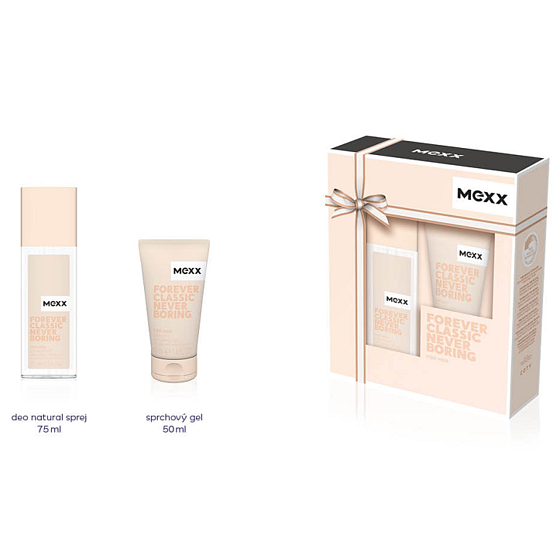Mexx Forever Classic Never Boring for Her parfémovaný deodorant sklo 75 ml + sprchový gel 50 ml, kosmetická sada