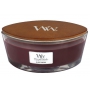 WoodWick Black Cherry - Černá třešeň vonná svíčka s dřevěným širokým knotem a víčkem sklo loď 453 g