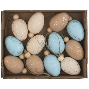 Vajíčka se třpytem plastová na zavěšení 4 cm, 12 kusů v krabičce