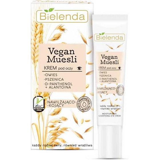 Bielenda Vegan Muesli Pšenice + Oves + D-panthenol + Allantoin hydratační oční krém 15 ml