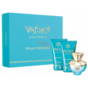 Versace Dylan Turquoise toaletní voda pro ženy 50 ml + tělový gel 50 ml + sprchový gel 50 ml, dárková sada pro ženy