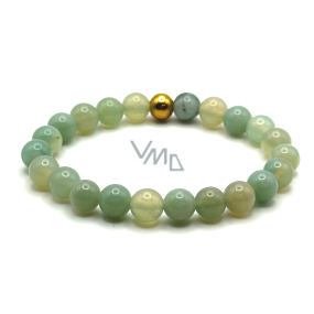 Chalcedon zelený náramek elastický přírodní kámen, kulička 8 mm / 16 - 17 cm, kámen lásky, radosti