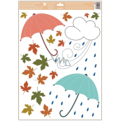 Okenní fólie podzimní Deštníky s listy 35 x 50 cm