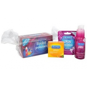 Durex Sladké pokušení kondomy + lubrikační gel + vibrační kroužek, dárková sada
