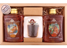 Bohemia Gifts Rumová kosmetika sprchový gel 300 ml + ručně vyráběné mýdlo ve tvaru panáka rumu 70 g + olejová lázeň 300 ml kosmetická sada