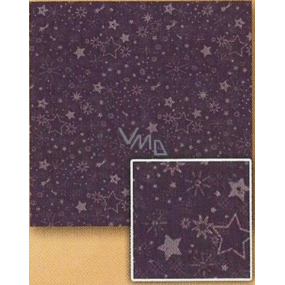 Nekupto Dárkový balicí papír 70 x 200 cm Vánoční Tmavě fialový, hvězdy