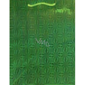 Nekupto Dárková papírová taška hologram 32 x 26 x 13 cm Vánoční, zelená 050 50 THL