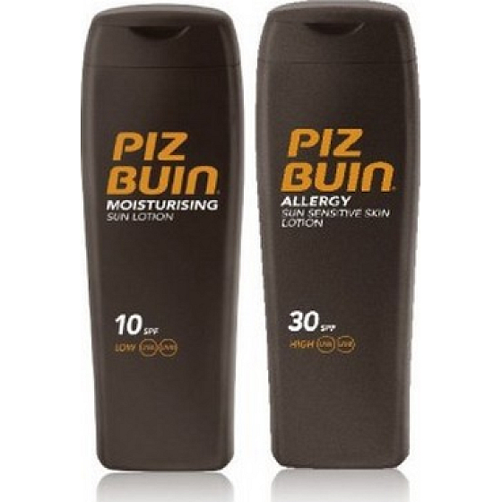 Piz Buin Allergy SPF30 mléko na opalování předchází vzniku sluneční alergie 200 ml + Moisturising Sun Lotion SPF10 mléko na opalování 200 ml