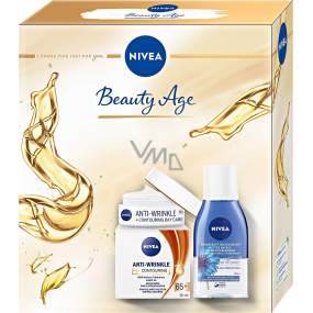 Nivea Face Beauty Age 65+ denní krém 50 ml + dvoufázový odličovač 125 ml, kosmetická sada pro ženy