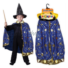 Rappa Halloween Kostým kouzelnický plášť modrý pro děti, délka 75 cm
