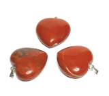 Jaspis červený Srdce přívěsek přírodní kámen 30 mm, kámen úplné péče