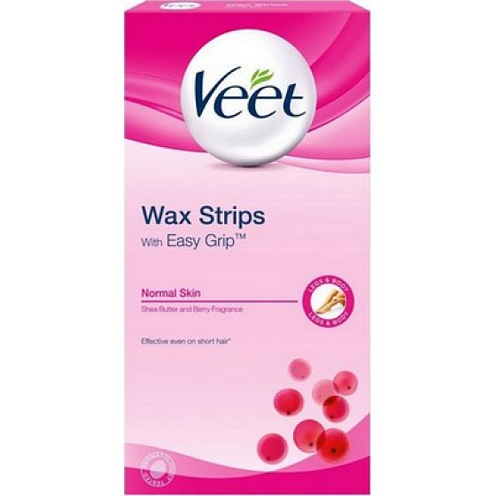 Veet Voskové pásky pro normální pokožku 12 kusů + Pefect Finish ubrousky 2 kusy