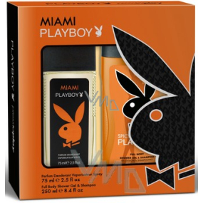Playboy Miami parfémovaný deodorant sklo pro muže 75 ml + sprchový gel 250 ml, kosmetická sada