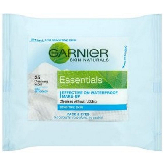 Garnier Skin Naturals Essentials odličovací ubrousky se zklidňujícím rostlinným výtažky 25 kusů