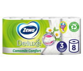 Zewa Deluxe Aqua Tube Camomile Comfort parfémovaný toaletní papír 150 útržků 3 vrstvý 8 kusů, rolička, kterou můžete spláchnout
