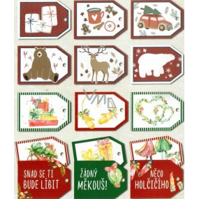 Nekupto Vánoční kartičky na dárky, různé motivy 5,5 x 7,5 cm 6 kusů WF 007