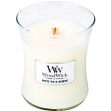 WoodWick White Tea & Jasmin - Bílý čaj a jasmín vonná svíčka s dřevěným knotem a víčkem sklo malá 85 g