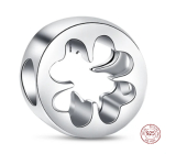 Charm Sterlingové stříbro 925 Vystřižený čtyřlístek - Štěstí a Odvaha, korálek na náramek štěstí