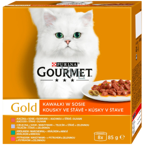 Purina Gourmet Gold pro kočky kousky masa se zeleninou ve šťávě 8 x 85 g