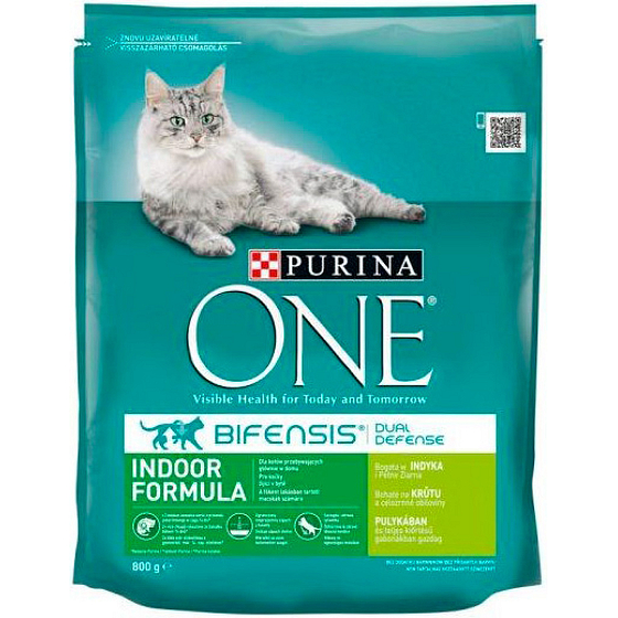 Purina One Indoor granule pro kočky s krůtím a celozrnými obilovinami, 800 g