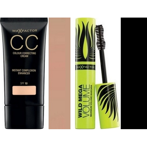 Max Factor Colour Correcting Cream SPF10 CC krém 50 Natural 30 ml + Wild Mega Volume řasenka černá 11 ml