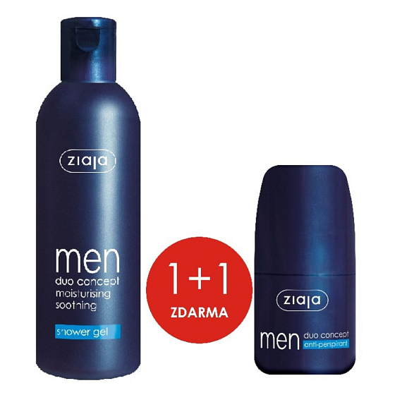 Ziaja Men Duo Concept hydratační sprchový gel 300 ml + kuličkový antiperspirant deodorant roll-on pro muže 60 ml, duopack