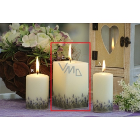 Lima Lavender vonná svíčka slonová kost hranol 65 x 120 mm 1 kus