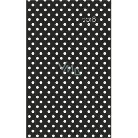 Albi Diář 2018 kapesní týdenní Černý s puntíky 9,5 cm × 15,5 cm × 1,1 cm