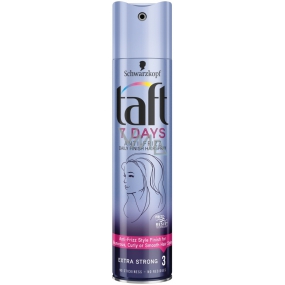 Taft 7 Days Anti-Frizz pro účes bez krepatění extra silná fixace 3 lak na vlasy 250 ml