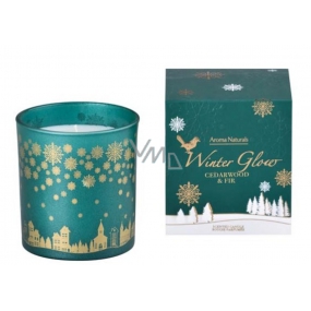Arome Winter Glow Cedarwood & Fir svíčka vonná sklo zelená v dárkové krabičce 80 x 90 mm 500 g