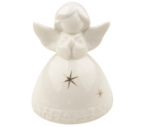 Anděl porcelánový bílý 8 cm na postavení