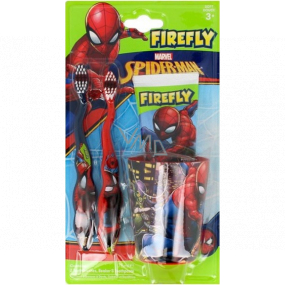 Firefly Spiderman kartáček na zuby 2 kusy + zubní pasta 75 ml + kelímek, kosmetická sada pro děti