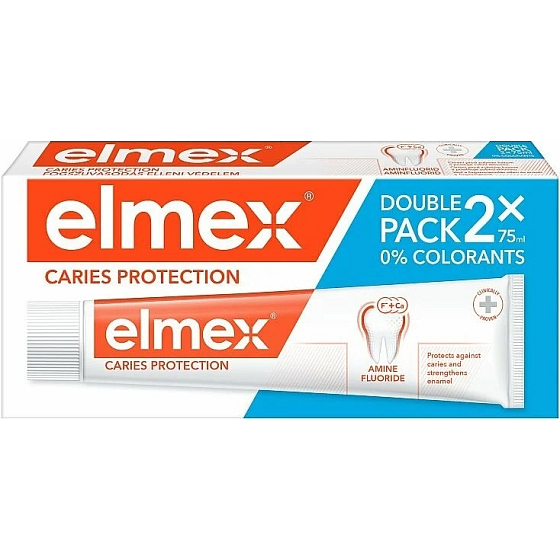 Elmex Caries Protection fluoridová zubní pasta s aminfluoridem 2 x 75 ml, duopack
