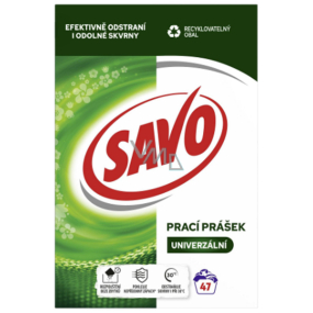Savo Universal s biorozložitelnými složkami prací prášek na barevné a bílé prádlo 47 dávek 3,29 kg