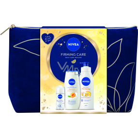 Nivea Firming Care Original Care kuličkový antiperspirant roll-on 50 ml + Apricot & Apricot Seed Oil sprchový gel 250 ml + Firming Q10 + Vitamin C zpevňující tělové mléko 400 ml + kosmetická taška, kosmetická sada pro ženy