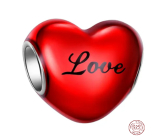 Charm Sterlingové stříbro 925 Červené srdce s nápisem Love, korálek na náramek láska