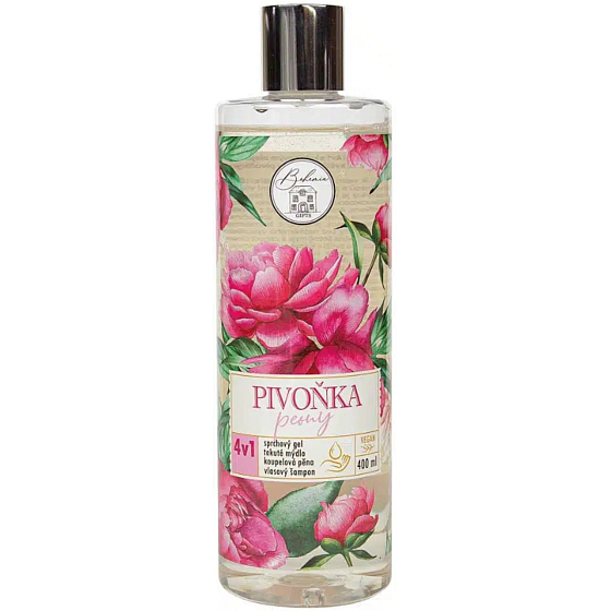Bohemia Gifts 4v1 Pivoňka sprchový gel, šampon, pěna a mýdlo 400 ml