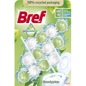 Bref WC blok Pro Nature Mint & Eucalyptus, 3× 50 g Bref WC blok Pro Nature Mint & Eucalyptus, 3× 50 g