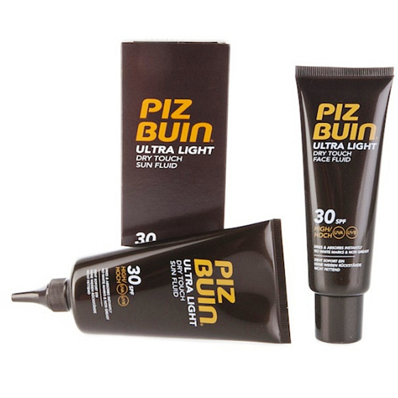 Piz Buin Ultra Light SPF30 Fluid na opalování 150 ml + SPF30 Fluid na opalování pleti 50 ml, duopack