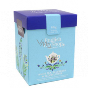English Tea Shop Bio Bílý čaj Borůvka a Bezový květ sypaný 80 g + dřevěná odměrka se sponou