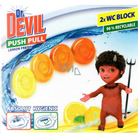 Dr. Devil Lemon Fresh Push Pull WC blok bez košíku 2 x 20 g